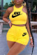 Yellow Fashion Casual Print Patchwork O Neck Sleeveless Two Pieces