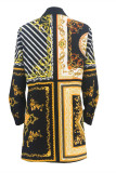 Multicolor Fashion Casual Print Basic Turndown Collar Shirt Dress