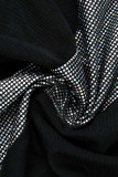 Black Fashion Sexy Patchwork Bandage See-through Backless Halter Strapless Dress