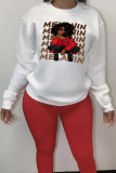 Yellow Fashion Street Print Patchwork Letter O Neck Tops