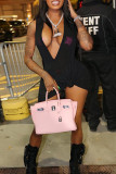 Black Fashion Sexy Solid See-through V Neck Sleeveless Dress