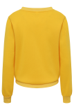 Yellow Fashion Casual Print Patchwork Letter O Neck Tops