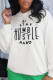 White Fashion Casual Print Patchwork Letter O Neck Tops