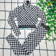 Black And White Fashion Sexy Plaid Patchwork Swimwears