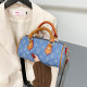 Blue Fashion Vintage Print Patchwork Bags