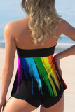 Colour Fashion Sexy Print Patchwork Backless Swimwears