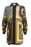 Multicolor Fashion Casual Print Basic Turndown Collar Shirt Dress