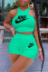 Green Fashion Casual Print Patchwork O Neck Sleeveless Two Pieces