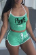 Green Sexy Casual Letter Print Backless Halter Sleeveless Two Pieces