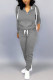Grey Casual Solid Two Piece Suits pencil Long Sleeve Two-piece Pants Set