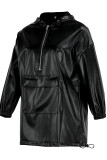 White Fashion Casual Solid Patchwork Zipper Hooded Collar Tops