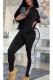Black Casual Patchwork Print pencil Long Sleeve Two Pieces