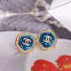Blue Fashion Street Letter Patchwork Earrings