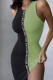 Green Sexy Street Letter Print Patchwork O Neck Pencil Skirt Dresses