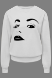 Grey Fashion Casual Print Patchwork O Neck Tops