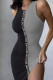 Grey Sexy Street Letter Print Patchwork O Neck Pencil Skirt Dresses
