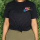 Black Fashion Casual Print Letter O Neck T-Shirts