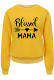 Yellow Fashion Casual Print Patchwork Letter O Neck Tops