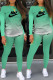 Light Green Fashion Sportswear Print Patchwork O Neck Long Sleeve Two Pieces