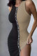Khaki Sexy Street Letter Print Patchwork O Neck Pencil Skirt Dresses