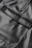 White Fashion Casual Solid Patchwork Zipper Hooded Collar Tops