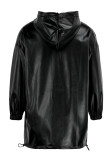 White Fashion Casual Solid Patchwork Zipper Hooded Collar Tops