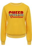 Yellow Fashion Street Print Patchwork Letter O Neck Tops