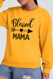 Yellow Fashion Casual Print Patchwork Letter O Neck Tops