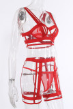 Red Sexy Solid Bandage Patchwork Valentines Day Lingerie
