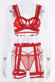 Red Sexy Solid Bandage Patchwork Valentines Day Lingerie
