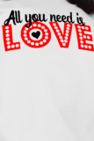 White Casual Vintage Print Patchwork Letter O Neck Tops
