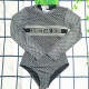 Gray Blue Fashion Sexy Print Letter Swimwears