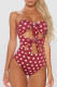 Red Bean Paste Sexy Print Polka Dot Patchwork Knotted Swimwears