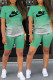 Light Green Fashion Sportswear Gradual Change Print Patchwork O Neck Short Sleeve Two Pieces