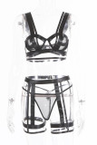 Black Sexy Solid Bandage Patchwork Valentines Day Lingerie