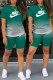 Ink Green Fashion Sportswear Gradual Change Print Patchwork O Neck Short Sleeve Two Pieces