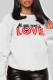 White Casual Vintage Print Patchwork Letter O Neck Tops