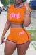 Tangerine Casual Print Patchwork O Neck Short Sleeve Two Pieces
