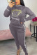 Grey Fashion Casual Embroidery Basic O Neck Long Sleeve Two Pieces