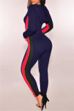 Black Casual Sportswear Striped Split Joint Hooded Collar Long Sleeve Two Pieces