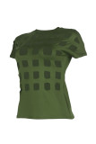 Army Green Sexy Casual Solid Hollowed Out O Neck T-Shirts