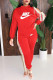 Red Fashion Casual Print Tassel O Neck Long Sleeve Two Pieces