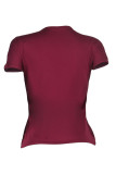Purple Sexy Casual Solid Hollowed Out O Neck T-Shirts