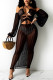 Black Sexy Solid Hollowed Out See-through Backless Strapless Long Dress