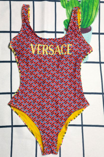 Red Yellow Fashion Sexy Letter Backless Swimwears