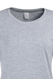 Navy Blue Fashion Street Lips Printed Patchwork O Neck T-Shirts
