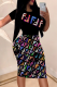 Multicolor Casual Print Patchwork O Neck Printed Dress Dresses