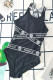 Black Fashion Sexy Print Patchwork Swimwears