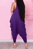 Purple Sexy Casual Solid Backless Spaghetti Strap Regular Jumpsuits