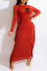 Red Fashion Casual Letter Print Tassel O Neck One Step Skirt Dresses